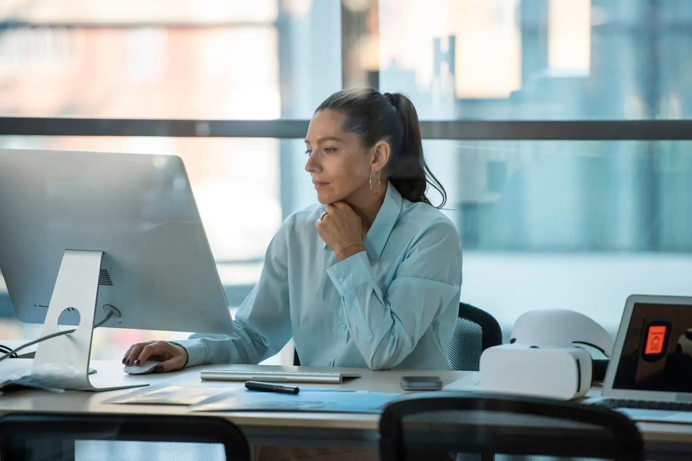 An industrial designer working on a 3D model